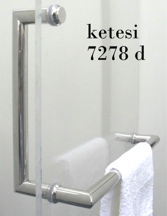 Puxador para Box com Porta-Toalha – Ref. 7278D | Aço Inox Redondo 25mm