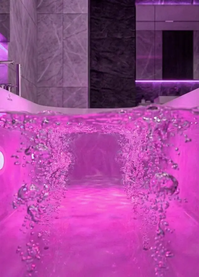 Bolhas de ar da Air Therapy com iluminação magenta