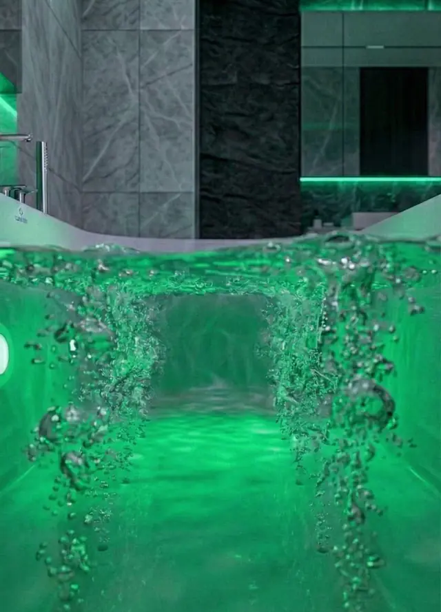 Bolhas de ar da Air Therapy com iluminação verde